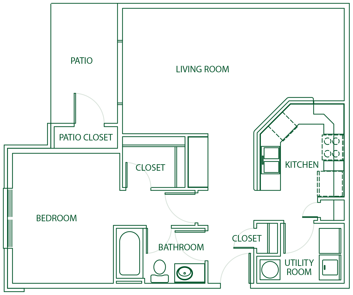 one bedroom one bath floorplan