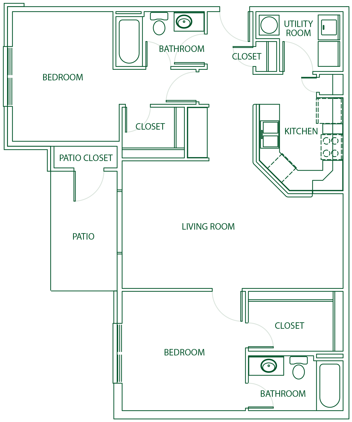 Two Bedroom - Two Bath Floorplan